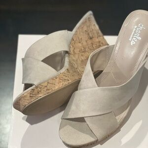 Women's Cream Wedge Sandals